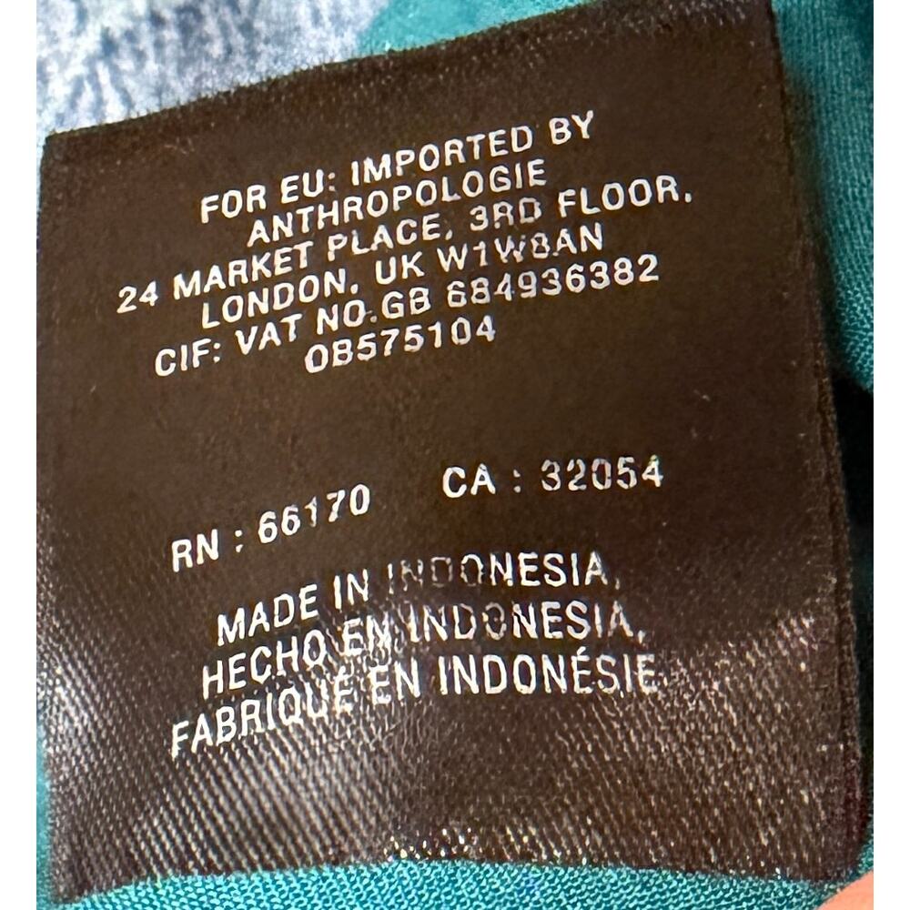 Maeve Anthropologie Dress 4 Teal Shift Cold Shoulder Ruffle Lined Women EUC - Picture 9 of 10